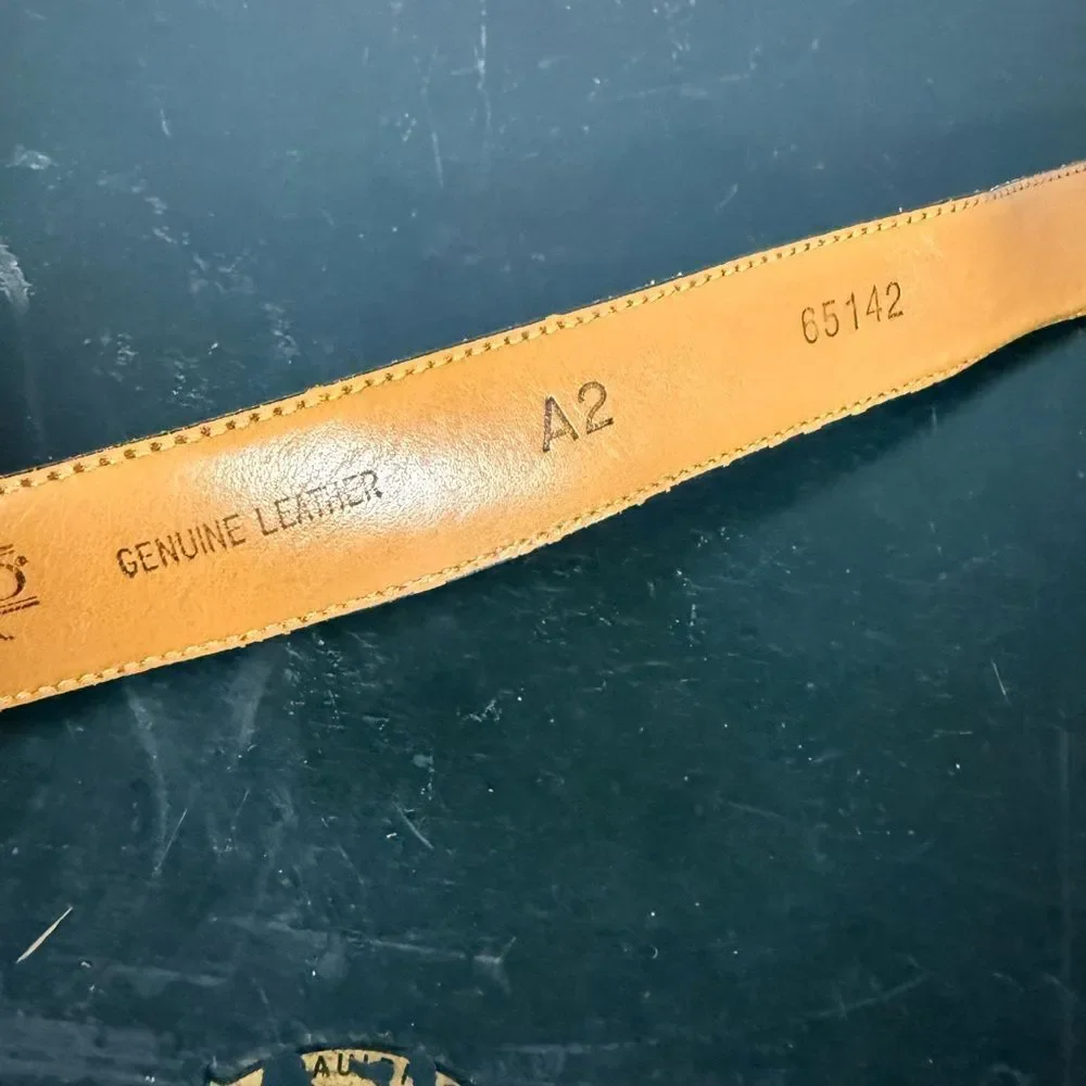Vintage Lands' End Laced Brown Genuine Leather Belt in USA Men Size 38